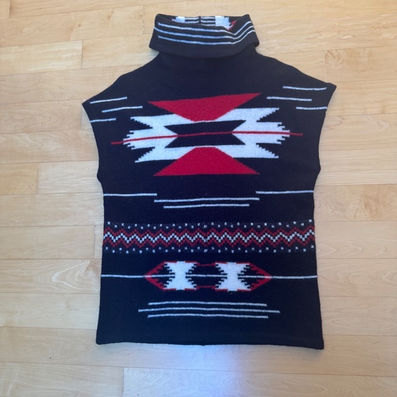 LRL Lauren Jeans Wool Aztec Design Sleeveless Turtleneck Pullover Sz.M - Picture 9 of 9